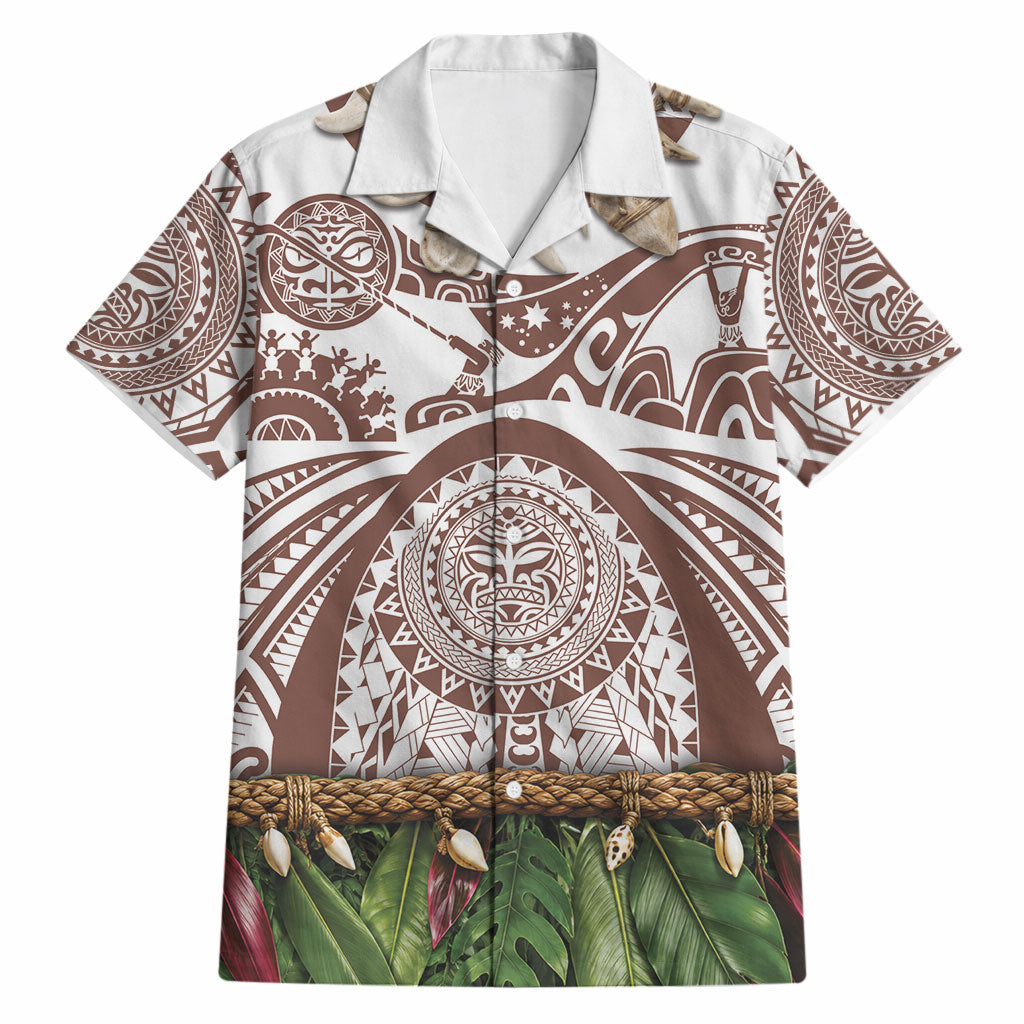 Polynesia Maui Umber Tattoo Inspired Hawaiian Shirt Tropical Leaf Skirt Costume DT05 Brown - Polynesian Pride