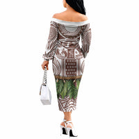 Polynesia Maui Umber Tattoo Inspired Off The Shoulder Long Sleeve Dress Tropical Leaf Skirt Costume DT05 - Polynesian Pride