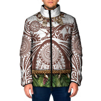 Polynesia Maui Umber Tattoo Inspired Padded Jacket Tropical Leaf Skirt Costume DT05 Men Brown - Polynesian Pride
