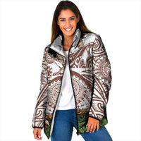 Polynesia Maui Umber Tattoo Inspired Padded Jacket Tropical Leaf Skirt Costume DT05 Women Brown - Polynesian Pride