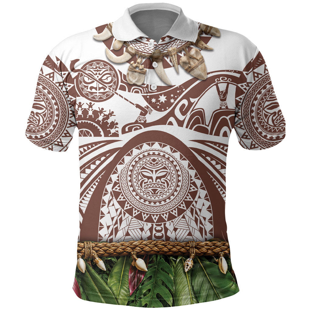 Polynesia Maui Umber Tattoo Inspired Polo Shirt Tropical Leaf Skirt Costume