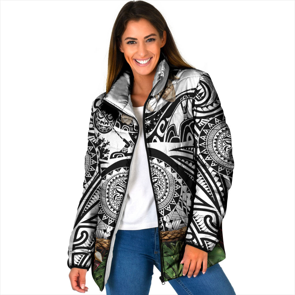 Polynesia Maui White Tattoo Inspired Padded Jacket Tropical Leaf Skirt Costume DT05 Women White - Polynesian Pride