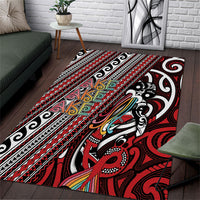 Maori Language Week Area Rug Ake Ake Ake Tribal Patterns DT05 Red - Polynesian Pride