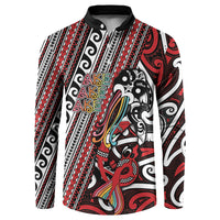 Personalised Maori Language Week Button Sweatshirt Ake Ake Ake Tribal Patterns DT05 Red - Polynesian Pride