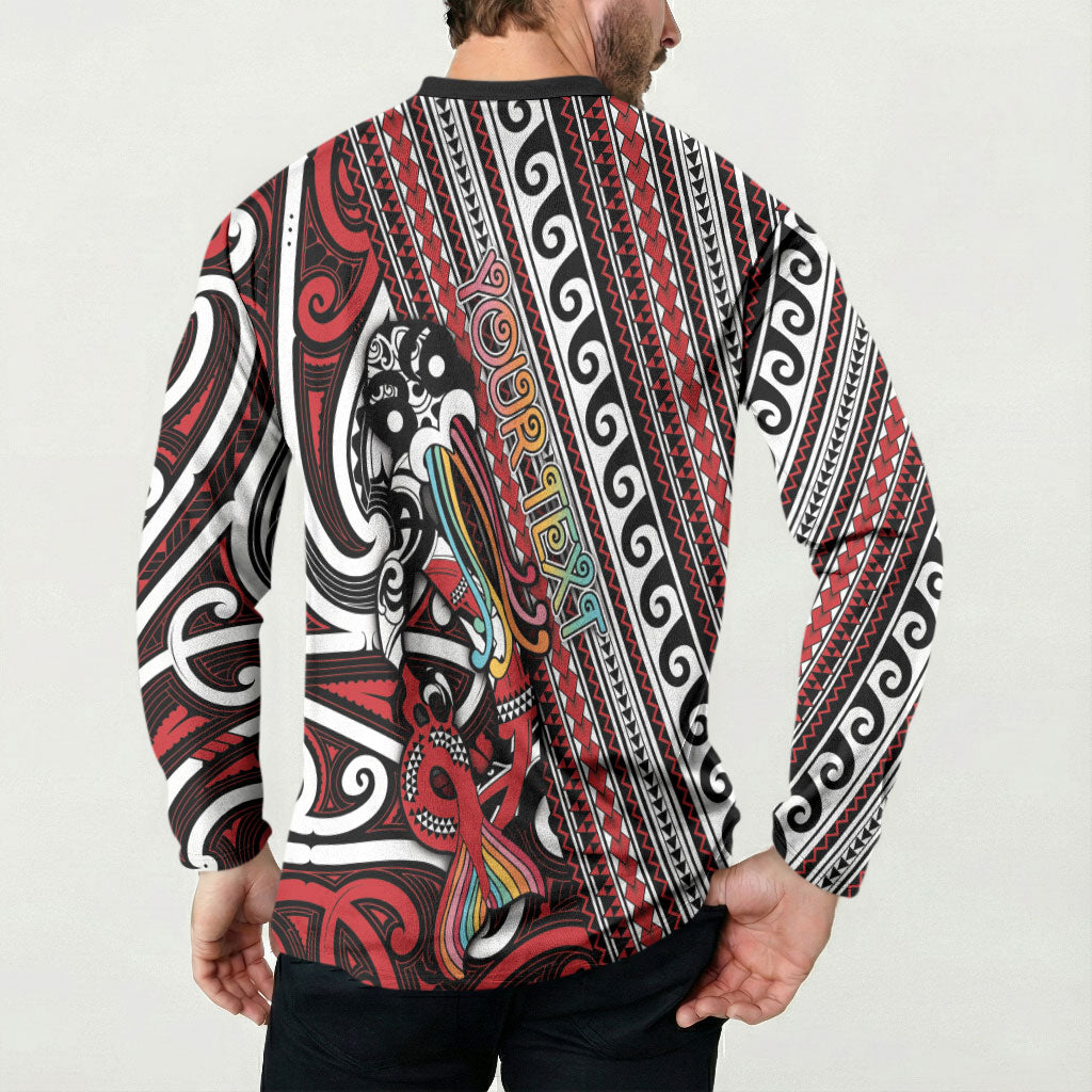 Personalised Maori Language Week Button Sweatshirt Ake Ake Ake Tribal Patterns DT05 - Polynesian Pride