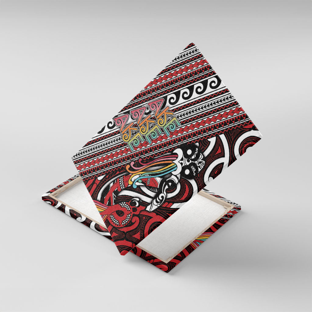 Maori Language Week Canvas Wall Art Ake Ake Ake Tribal Patterns DT05 With Frame Red - Polynesian Pride
