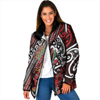 Personalised Maori Language Week Padded Jacket Ake Ake Ake Tribal Patterns DT05 Women Red - Polynesian Pride