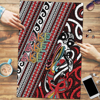 Maori Language Week Puzzle Ake Ake Ake Tribal Patterns DT05 Red - Polynesian Pride