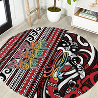 Maori Language Week Round Carpet Ake Ake Ake Tribal Patterns DT05 Red - Polynesian Pride