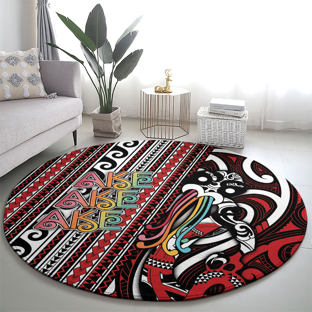Maori Language Week Round Carpet Ake Ake Ake Tribal Patterns DT05 - Polynesian Pride