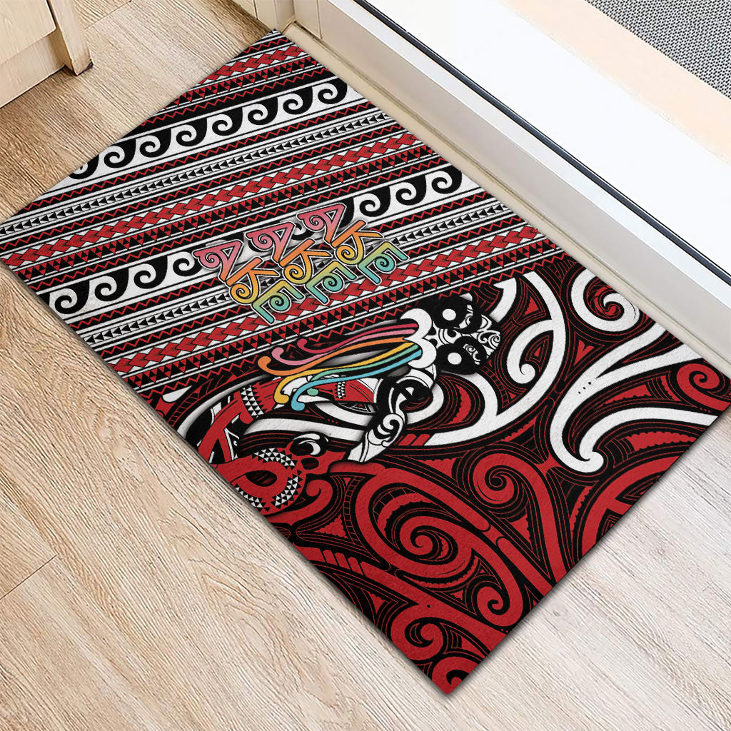 Maori Language Week Rubber Doormat Ake Ake Ake Tribal Patterns DT05 - Polynesian Pride