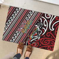 Maori Language Week Rubber Doormat Ake Ake Ake Tribal Patterns DT05 - Polynesian Pride