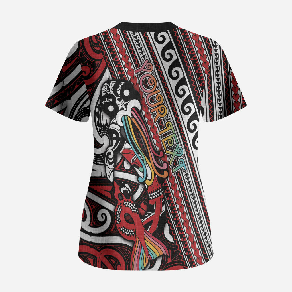 Personalised Maori Language Week Scrub Top Ake Ake Ake Tribal Patterns DT05 - Polynesian Pride