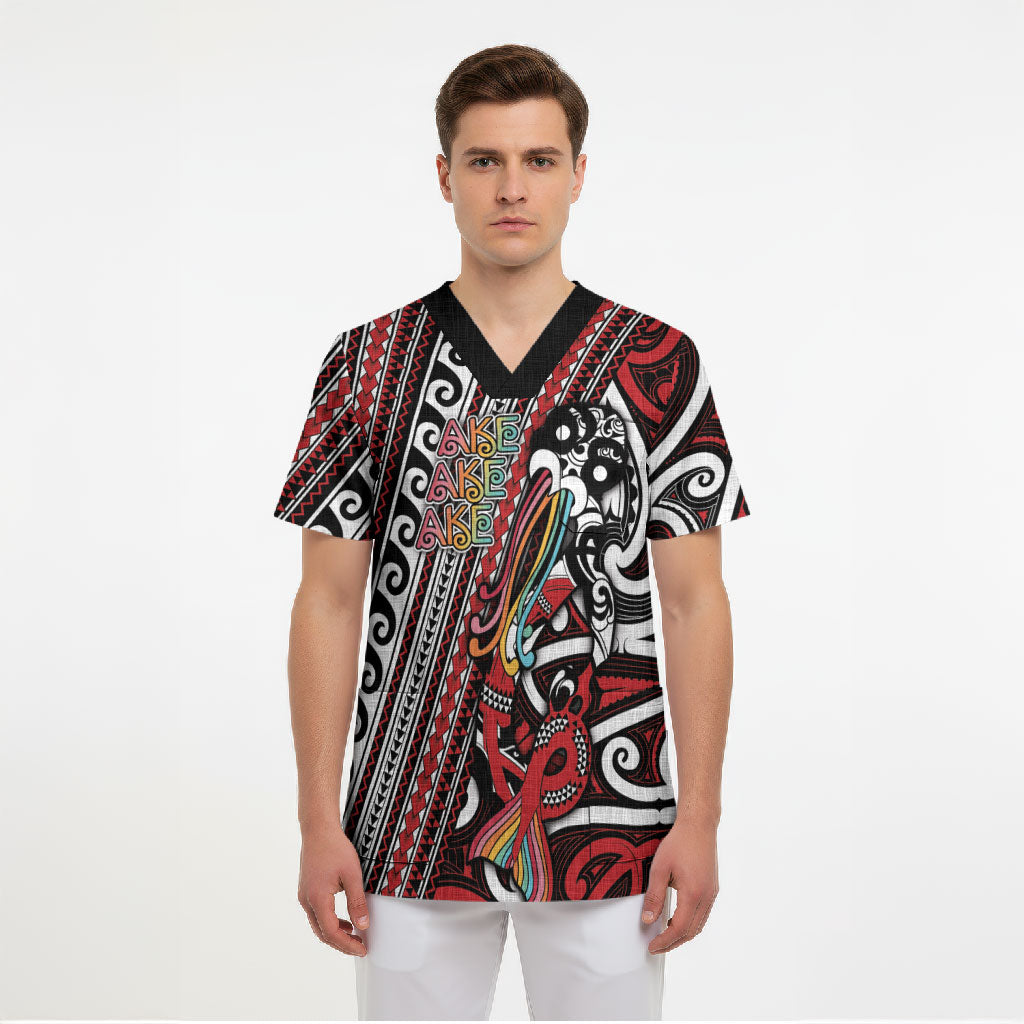 Personalised Maori Language Week Scrub Top Ake Ake Ake Tribal Patterns DT05 - Polynesian Pride
