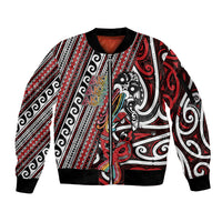 Personalised Maori Language Week Sleeve Zip Bomber Jacket Ake Ake Ake Tribal Patterns DT05 Unisex Red - Polynesian Pride