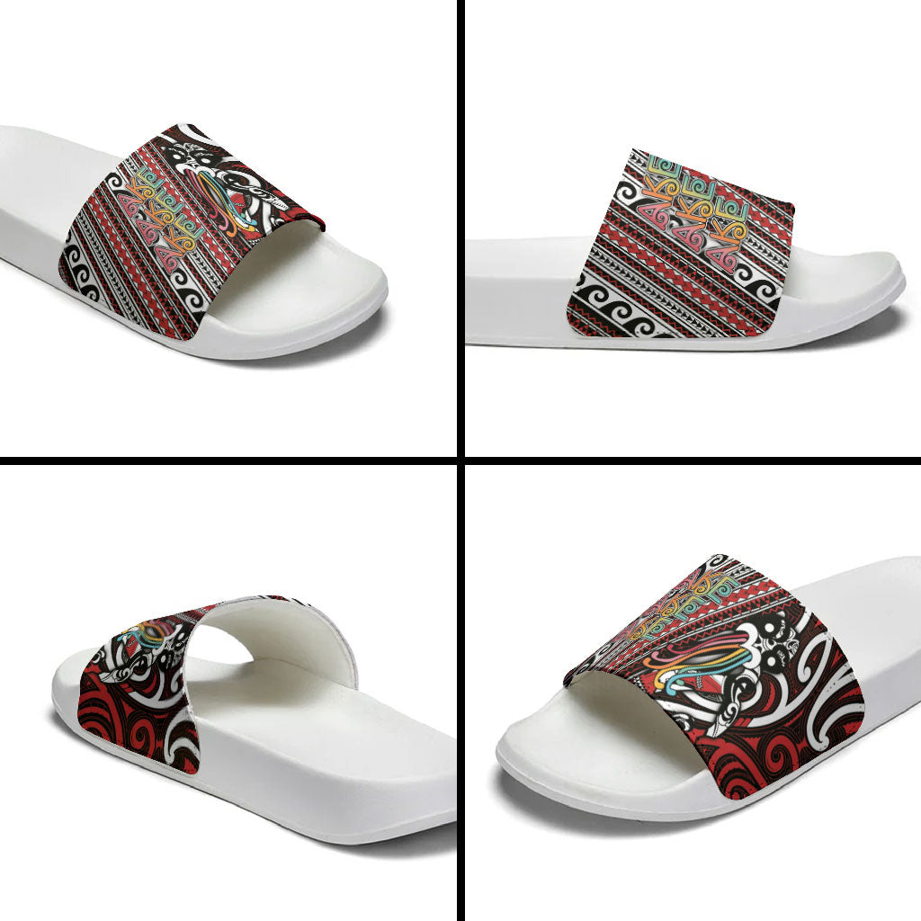 Maori Language Week Slide Sandals Ake Ake Ake Tribal Patterns DT05 - Polynesian Pride