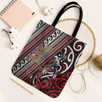 Maori Language Week Tote Bag Ake Ake Ake Tribal Patterns DT05 Black Strap One Size Red - Polynesian Pride