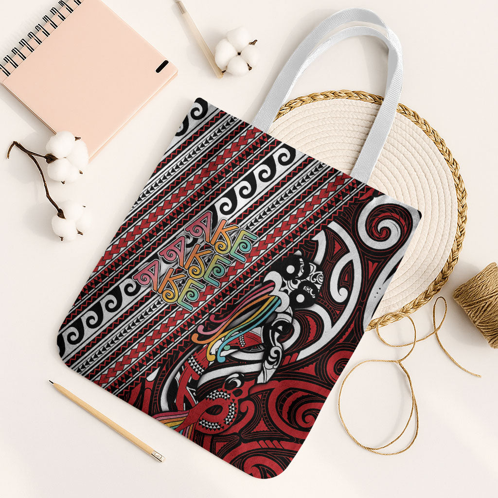 Maori Language Week Tote Bag Ake Ake Ake Tribal Patterns DT05 White Strap One Size Red - Polynesian Pride