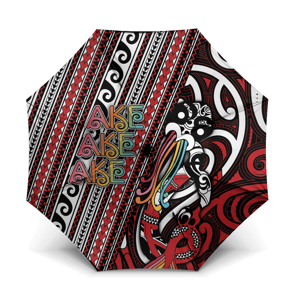 Maori Language Week Umbrella Ake Ake Ake Tribal Patterns DT05 One Size Folded 11.42 inch Opened Diameter 37.4 inch Red - Polynesian Pride