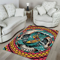 3D Illusion Surfing Skull Aloha Halloween Area Rug Tropical Guitarist Bones Wave DT05 - Polynesian Pride