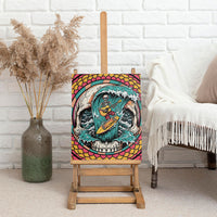 3D Illusion Surfing Skull Aloha Halloween Canvas Wall Art Tropical Guitarist Bones Wave DT05 - Polynesian Pride