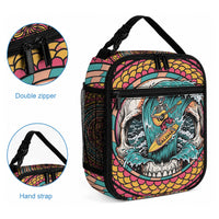 3D Illusion Surfing Skull Aloha Halloween Lunch Bag Tropical Guitarist Bones Wave DT05 - Polynesian Pride