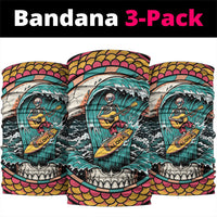 3D Illusion Surfing Skull Aloha Halloween Neck Gaiter Tropical Guitarist Bones Wave DT05 package One Size: 25*50cm Blue - Polynesian Pride
