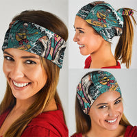 3D Illusion Surfing Skull Aloha Halloween Neck Gaiter Tropical Guitarist Bones Wave DT05 - Polynesian Pride