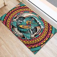 3D Illusion Surfing Skull Aloha Halloween Rubber Doormat Tropical Guitarist Bones Wave DT05 - Polynesian Pride