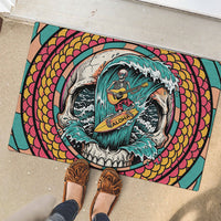 3D Illusion Surfing Skull Aloha Halloween Rubber Doormat Tropical Guitarist Bones Wave DT05 - Polynesian Pride