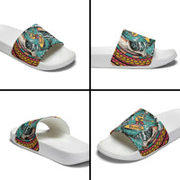 3D Illusion Surfing Skull Aloha Halloween Slide Sandals Tropical Guitarist Bones Wave DT05 - Polynesian Pride