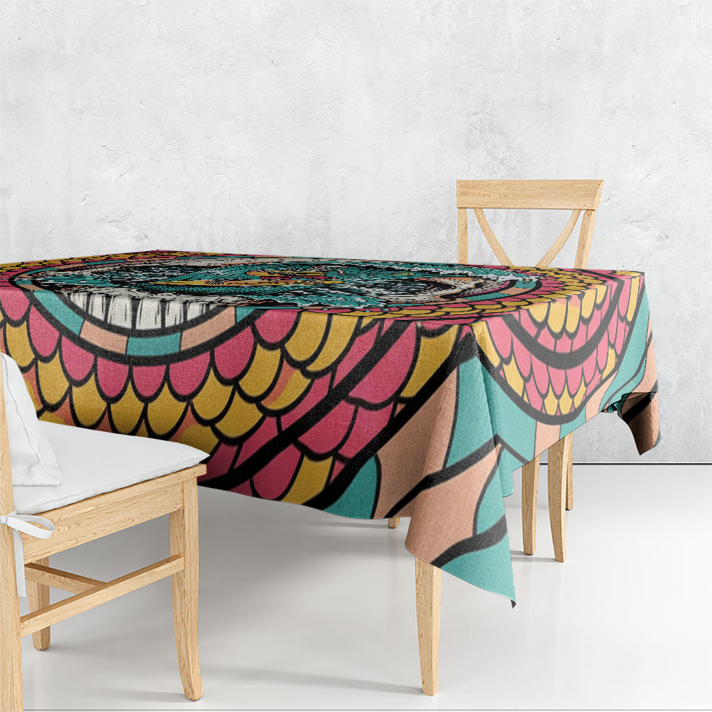 3D Illusion Surfing Skull Aloha Halloween Tablecloth Tropical Guitarist Bones Wave DT05 - Polynesian Pride