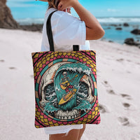 3D Illusion Surfing Skull Aloha Halloween Tote Bag Tropical Guitarist Bones Wave DT05 - Polynesian Pride