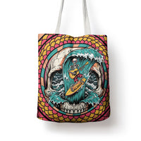 3D Illusion Surfing Skull Aloha Halloween Tote Bag Tropical Guitarist Bones Wave DT05 - Polynesian Pride