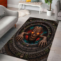 3D Illusion Haunted Tiki Totem Halloween Area Rug Polynesian Wood Spirit Fiery DT05 - Polynesian Pride