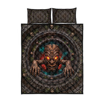 3D Illusion Haunted Tiki Totem Halloween Quilt Bed Set Polynesian Wood Spirit Fiery DT05 - Polynesian Pride