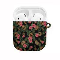 Tropical Calavera Hawaiian AirPods Case Sugar Skull Pineapple Hibiscus Floral DT05 Black - Polynesian Pride
