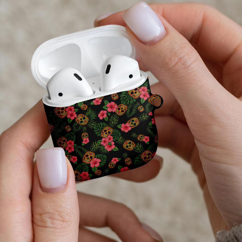 Tropical Calavera Hawaiian AirPods Case Sugar Skull Pineapple Hibiscus Floral DT05 - Polynesian Pride