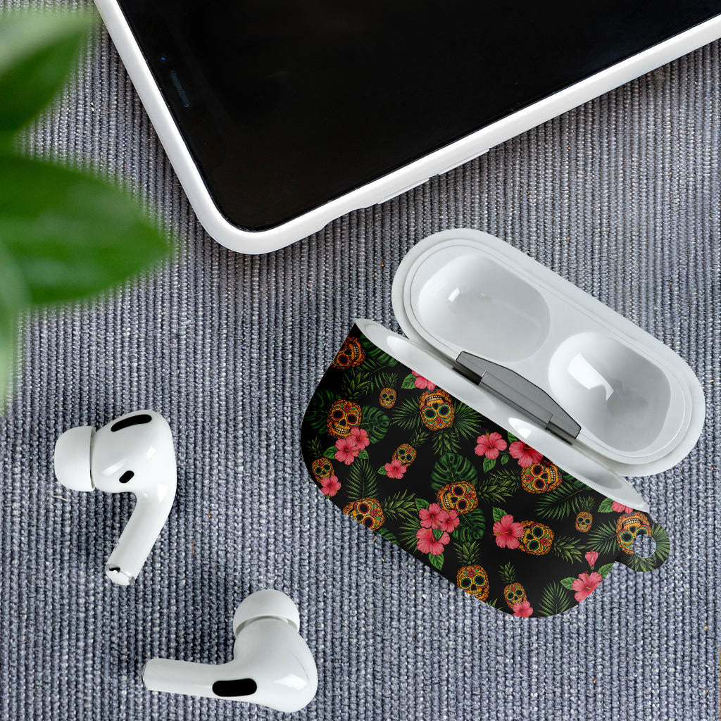 Tropical Calavera Hawaiian AirPods Case Sugar Skull Pineapple Hibiscus Floral DT05 - Polynesian Pride