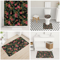 Tropical Calavera Hawaiian Bathroom Set Sugar Skull Pineapple Hibiscus Floral DT05 - Polynesian Pride