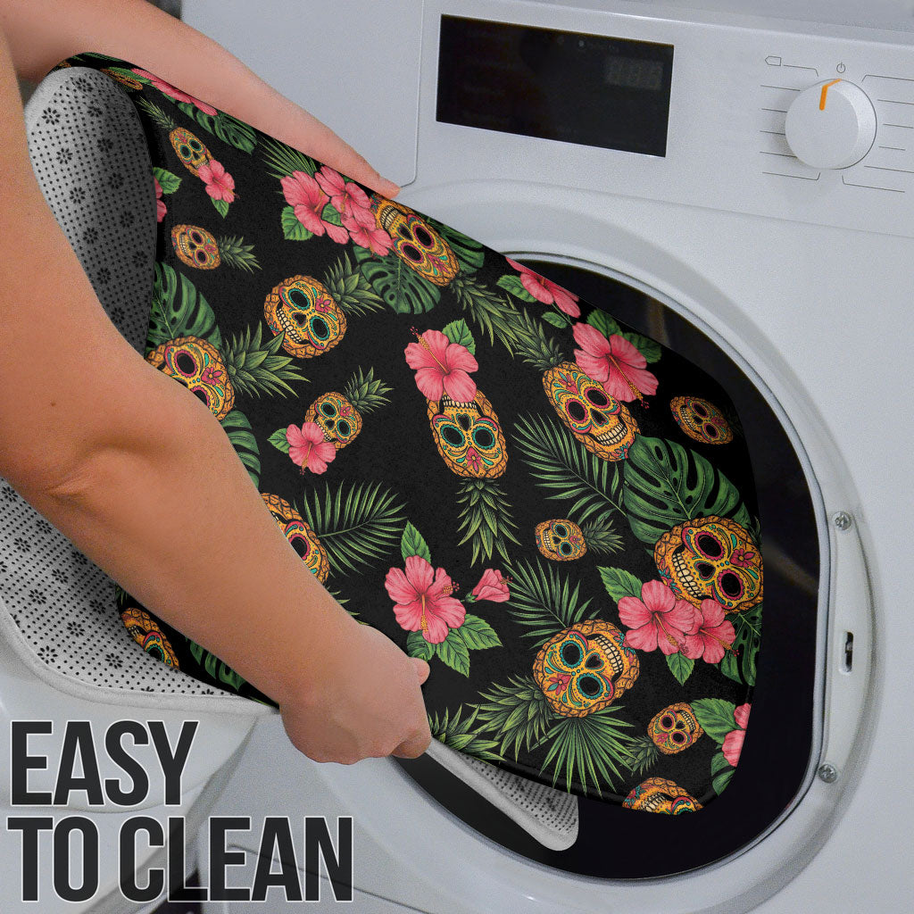 Tropical Calavera Hawaiian Bathroom Set Sugar Skull Pineapple Hibiscus Floral DT05 - Polynesian Pride