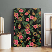 Tropical Calavera Hawaiian Canvas Wall Art Sugar Skull Pineapple Hibiscus Floral DT05 - Polynesian Pride