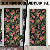 Tropical Calavera Hawaiian Door Cover Sugar Skull Pineapple Hibiscus Floral DT05 - Polynesian Pride