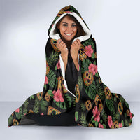 Tropical Calavera Hawaiian Hooded Blanket Sugar Skull Pineapple Hibiscus Floral DT05 - Polynesian Pride