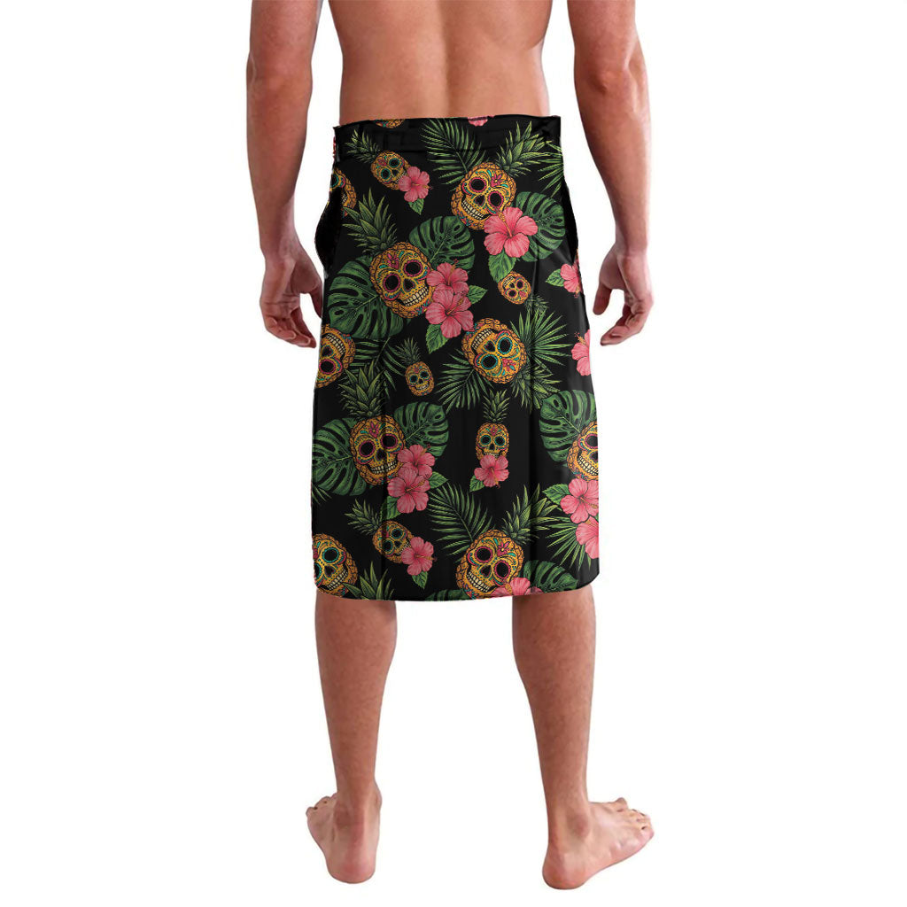 Tropical Calavera Hawaiian Lavalava Sugar Skull Pineapple Hibiscus Floral DT05 - Polynesian Pride