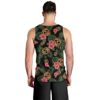Tropical Calavera Hawaiian Men Tank Top Sugar Skull Pineapple Hibiscus Floral DT05 - Polynesian Pride
