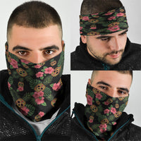 Tropical Calavera Hawaiian Neck Gaiter Sugar Skull Pineapple Hibiscus Floral DT05 - Polynesian Pride