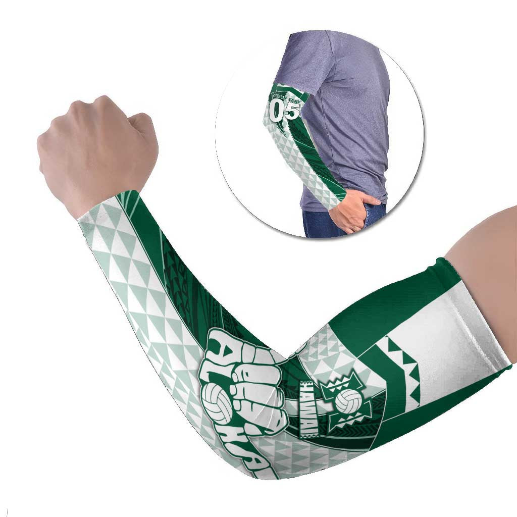 Custom Hawaii Volleyball Arm Sleeves Shaka Aloha Hand DT05 Set of 2 Green - Polynesian Pride