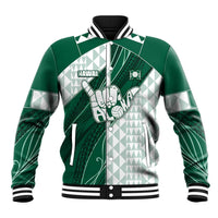 Custom Hawaii Volleyball Baseball Jacket Shaka Aloha Hand DT05 Unisex Green - Polynesian Pride