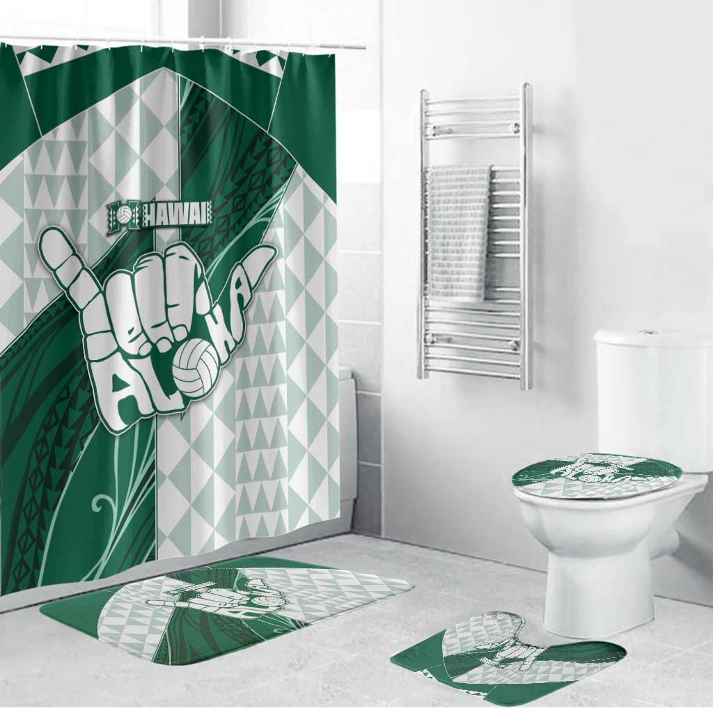 Hawaii Volleyball Bathroom Set Shaka Aloha Hand DT05 Bathroom Set (4 pcs) Green - Polynesian Pride